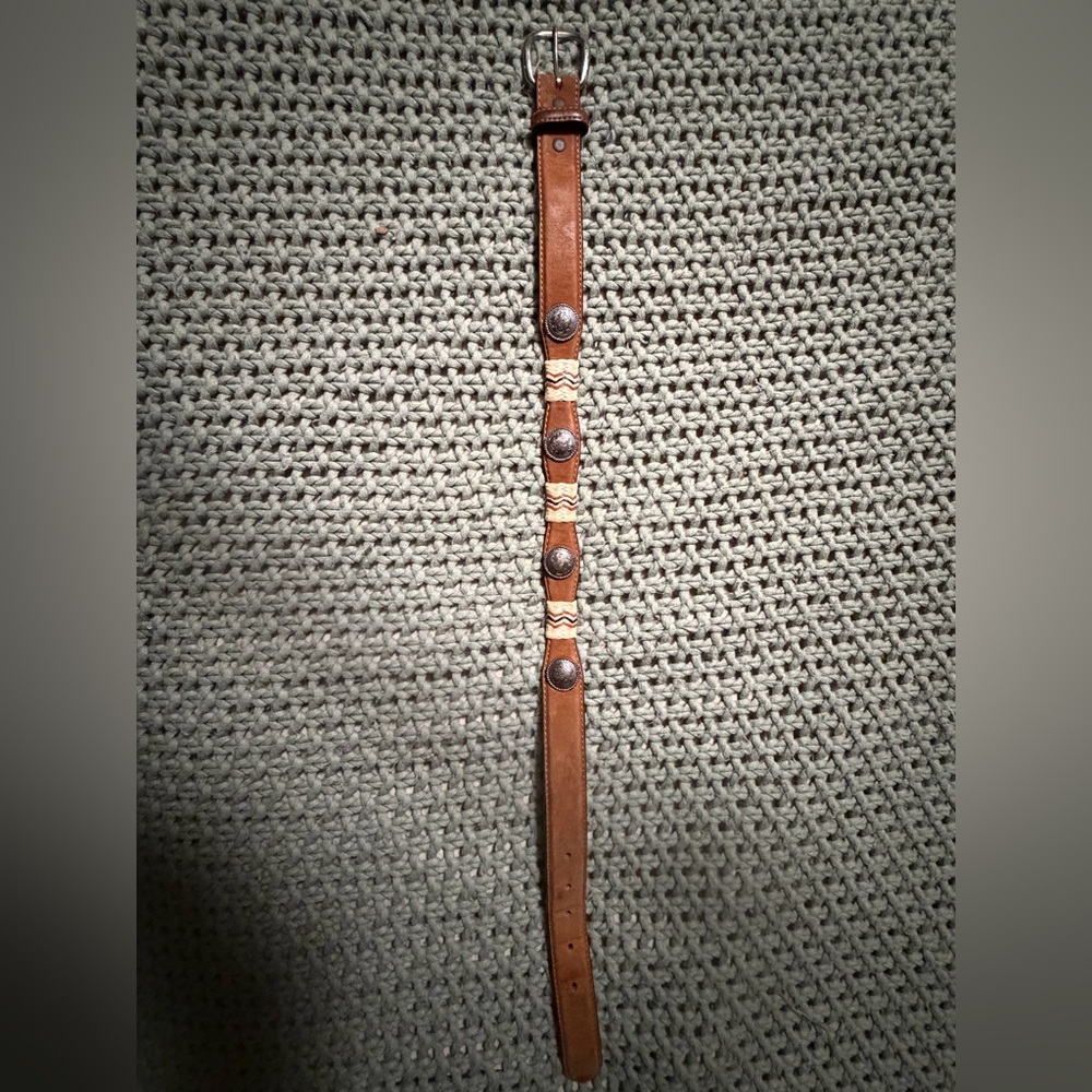 Vintage Kids Tony Lama Western style Leather Belt With Silver Medallions Size 22
